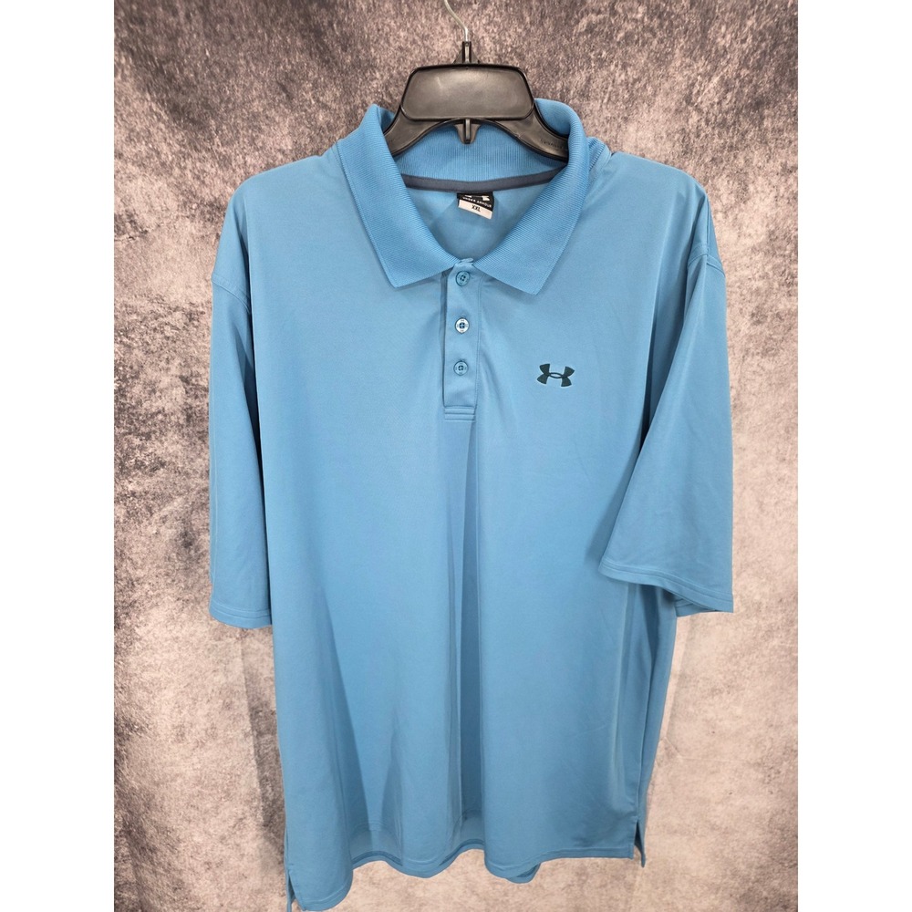 Under Armour Polo Shirt Mens 2XL Blue Classic Short Sleeve Golf Casual Sporty